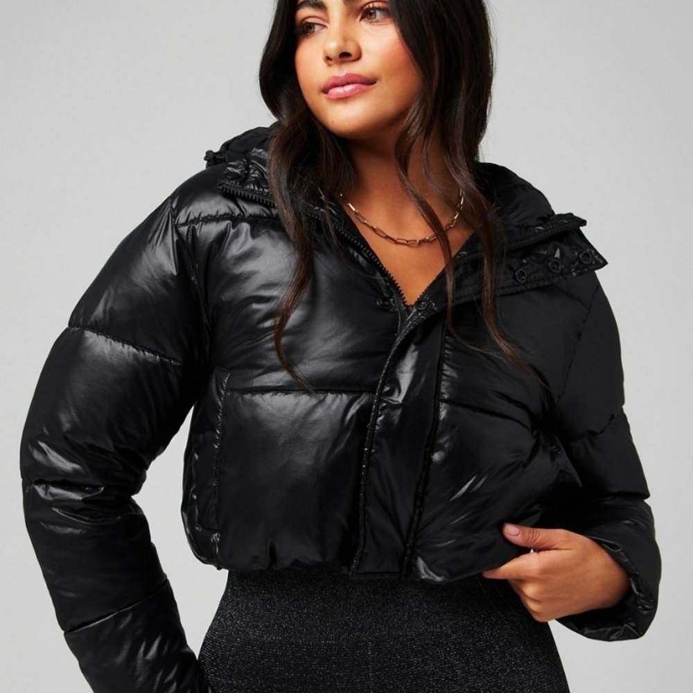 Fabletics Shiny Black Puffer Jacket